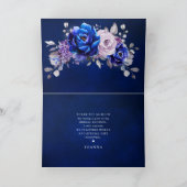 ブルー王室の薄紫パープルブライダルシャワーありがとう サンキューカード (内部)