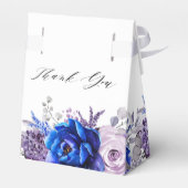 ブルー王室の薄紫パープルブライダルシャワーありがとう フェイバーボックス (裏面サイド)