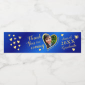 ブルー王室の金ゴールドありがとう写真2025卒業 ペットボトルラベル (シングルラベル)