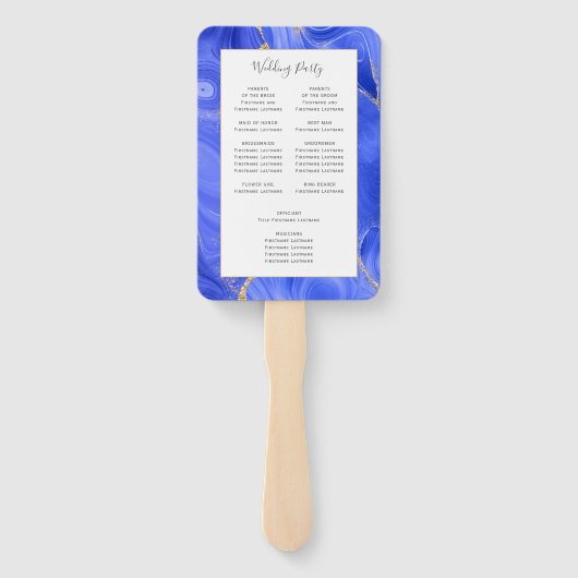 ブルー王室の金ゴールドアゲート結婚式 プログラム ハンドファン (裏面)