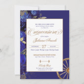 ブルー王室の金ゴールドウエスタンチャーロ両面キンセアニェラ 招待状 (裏面)