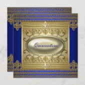 ブルー王室の金ゴールドキンセアニェラ 招待状 (正面/裏面)