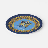 ブルー王室の金ゴールドクラウンプリンスベビーシャワー/誕生日 ペーパープレート (アングル)