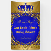 ブルー王室の金ゴールドクラウンベビーシャワーボーイ 横断幕 (縦)