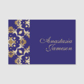 ブルー王室の金ゴールドクラシックヴィンテージエレガントアンティーク 名札 (正面)