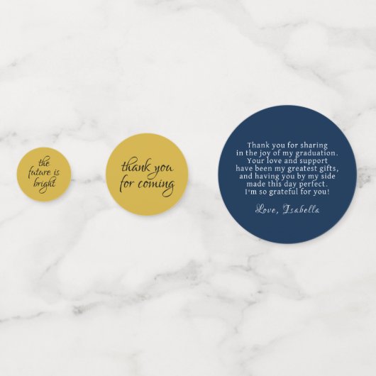 ブルー王室の金ゴールドグリッターダスト卒業ありがとう コンフェッティ (正面)