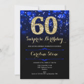 ブルー王室の金ゴールドサプライズ60誕生日 招待状 (正面)