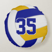 ブルー王室の金ゴールドチームの色キッズバレーボール ラウンドクッション (裏面)