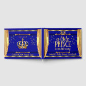 ブルー王室の金ゴールドドレーププリンスベビーシャワー ゲストブック (全面)