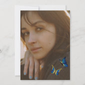 ブルー王室の金ゴールドバタフライキンセアニェラ招待状 招待状 (裏面)