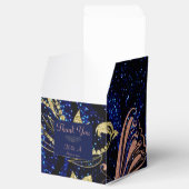 ブルー王室の金ゴールドバタフライ結婚式の引き出物ボックス フェイバーボックス (オープン)