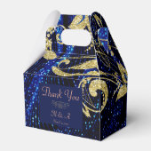 ブルー王室の金ゴールドバタフライ結婚式の引き出物ボックス フェイバーボックス (裏面サイド)