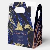 ブルー王室の金ゴールドバタフライ結婚式の引き出物ボックス フェイバーボックス (オープン)