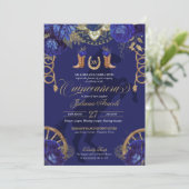 ブルー王室の金ゴールドバラチャエレガントーロキンセアニェラ 招待状 (スタンド正面)