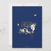 ブルー王室の金ゴールドバラティアラバタフライキンセアニラ 招待状 (裏面)