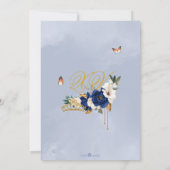 ブルー王室の金ゴールドバラティアラバタフライキンセアニラ 招待状 (裏面)