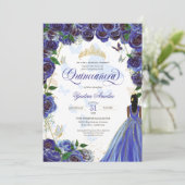 ブルー王室の金ゴールドバラハエレガントバタフライキンセアニェラ 招待状 (スタンド正面)