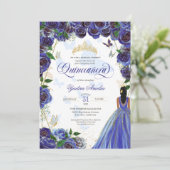 ブルー王室の金ゴールドバラハエレガントバタフライキンセアニェラ 招待状 (スタンド正面)