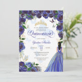 ブルー王室の金ゴールドバラバタフエレガントィーキンセアニェラ 招待状 (スタンド正面)