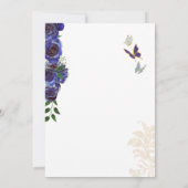 ブルー王室の金ゴールドバラバタフエレガントィーキンセアニェラ 招待状 (裏面)