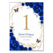 ブルー王室の金ゴールドフローラキンセアニェラ テーブルナンバー (裏面)