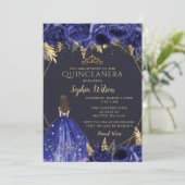 ブルー王室の金ゴールドフローラプリンセスキンセアニェラインビ 招待状 (スタンド正面)