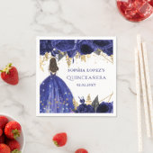 ブルー王室の金ゴールドフローラプリンセスキンセアニェラ スタンダードカクテルナプキン (インサイチュ)