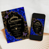 ブルー王室の金ゴールドブラックキンセアニェラ 招待状