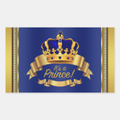 ブルー王室の金ゴールドプリンスウォーターボトルラベル 長方形シール (正面)