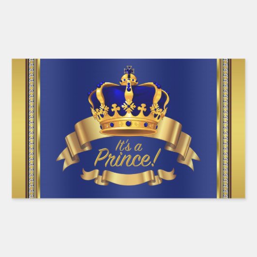 ブルー王室の金ゴールドプリンスウォーターボトルラベル 長方形シール (正面)