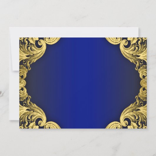 ブルー王室の金ゴールドプリンスバースデーパーティ招待状 招待状 (裏面)