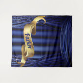 ブルー王室の金ゴールドプリンスパーソナライズされた タペストリー (正面(横))