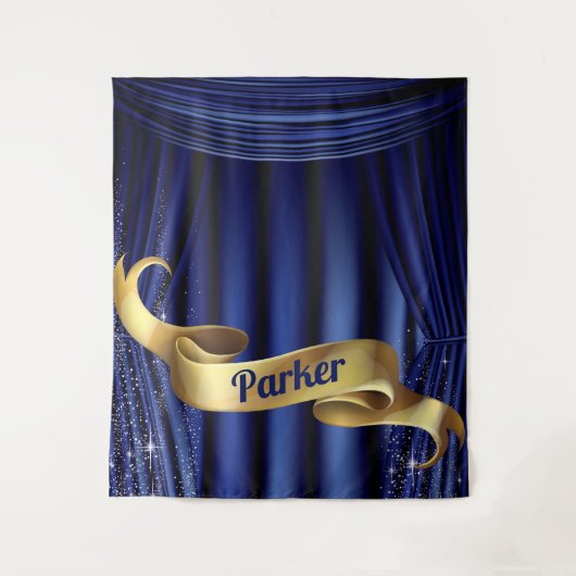 ブルー王室の金ゴールドプリンスパーソナライズされた タペストリー (正面)