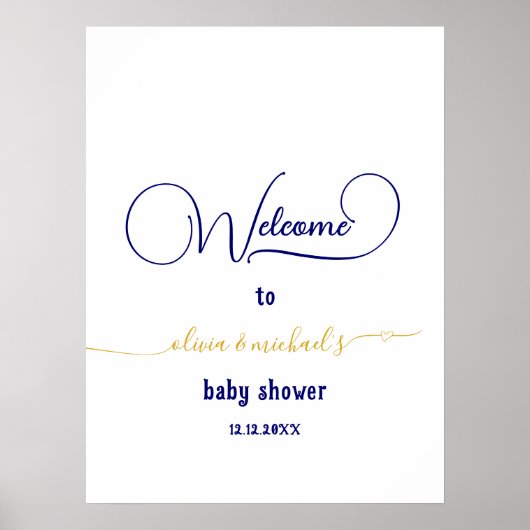 ブルー王室の金ゴールドプリンスベビーシャワーへようこそ ポスター (正面)