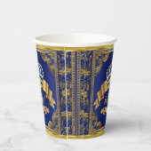 ブルー王室の金ゴールドプリンスベビーシャワー紙カップ 紙コップ (左)