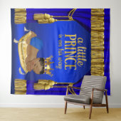 ブルー王室の金ゴールドプリンスベビーシャワー背景 タペストリー (インサイチュ(横))