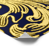 ブルー王室の金ゴールドプリンスベビーシャワー記号 ポスター (角)