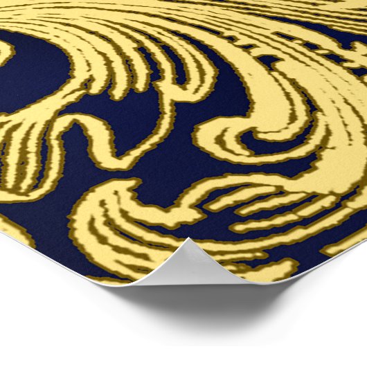 ブルー王室の金ゴールドプリンスベビーシャワー記号 ポスター (角)