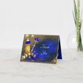 ブルー王室の金ゴールドプリンスベビーシャワー サンキューカード (正面)