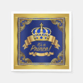 ブルー王室の金ゴールドプリンスベビーシャワー スタンダードカクテルナプキン (正面)