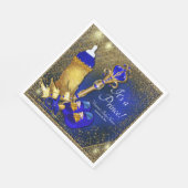 ブルー王室の金ゴールドプリンスベビーシャワー スタンダードランチョンナプキン (角)
