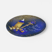 ブルー王室の金ゴールドプリンスベビーシャワー ペーパープレート (アングル)