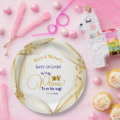 ブルー王室の金ゴールドプリンスベビーシャワー ペーパープレート (パーティー)