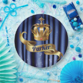 ブルー王室の金ゴールドプリンス誕生日 ペーパープレート (パーティー)