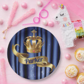 ブルー王室の金ゴールドプリンス誕生日 ペーパープレート (パーティー)