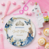 ブルー王室の金ゴールドプリンセスティアラフローラスウィート16 ペーパープレート (パーティー)