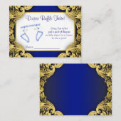 ブルー王室の金ゴールドベビーおむつラッフルチケット エンクロージャーカード (正面/裏面)