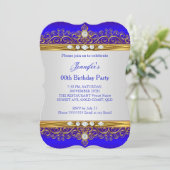 ブルー王室の金ゴールドホワイトダイヤモンドバースデーパーティー2 招待状 (スタンド正面)