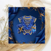 ブルー王室の金ゴールドリーガルプリンスベビーシャワー 招待状