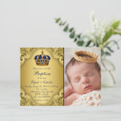 ブルー王室の金ゴールド王冠バプテスマ 招待状 (スタンド正面)